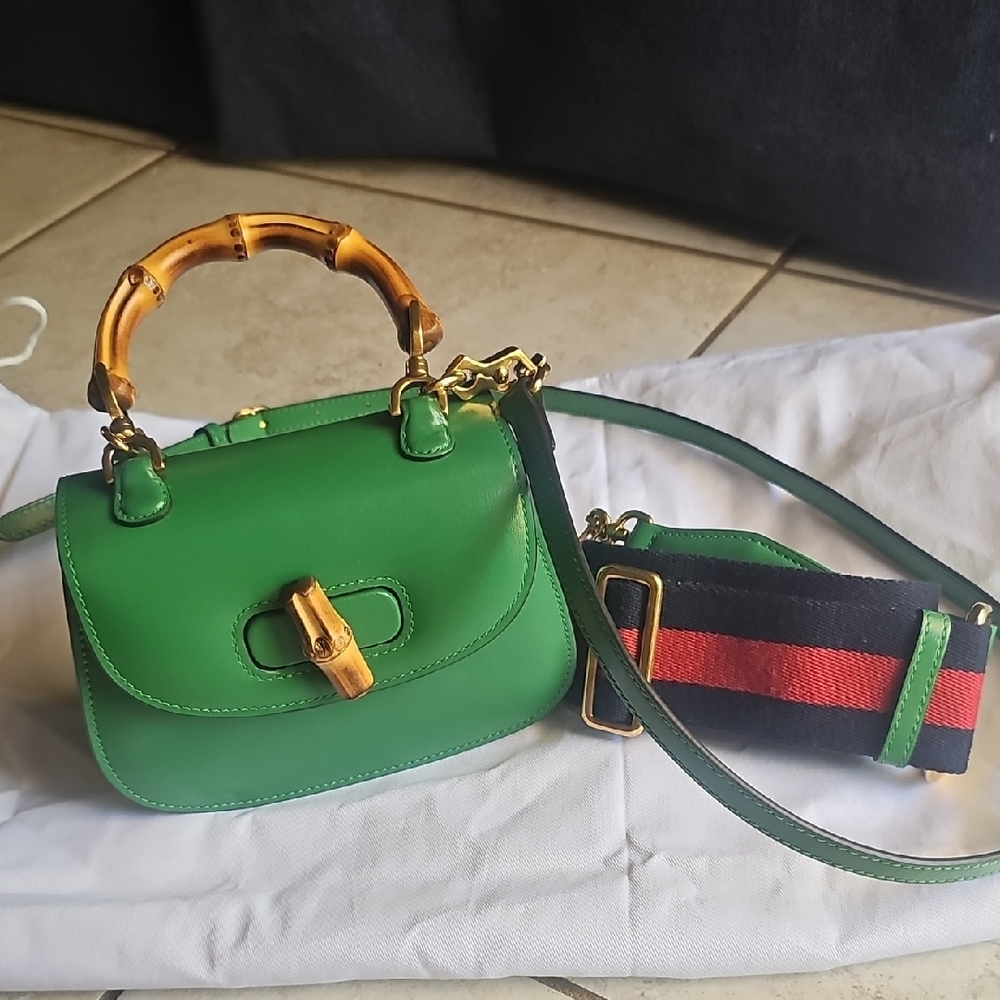 GUCCI 1947 Green Bamboo Handle Bag Mini